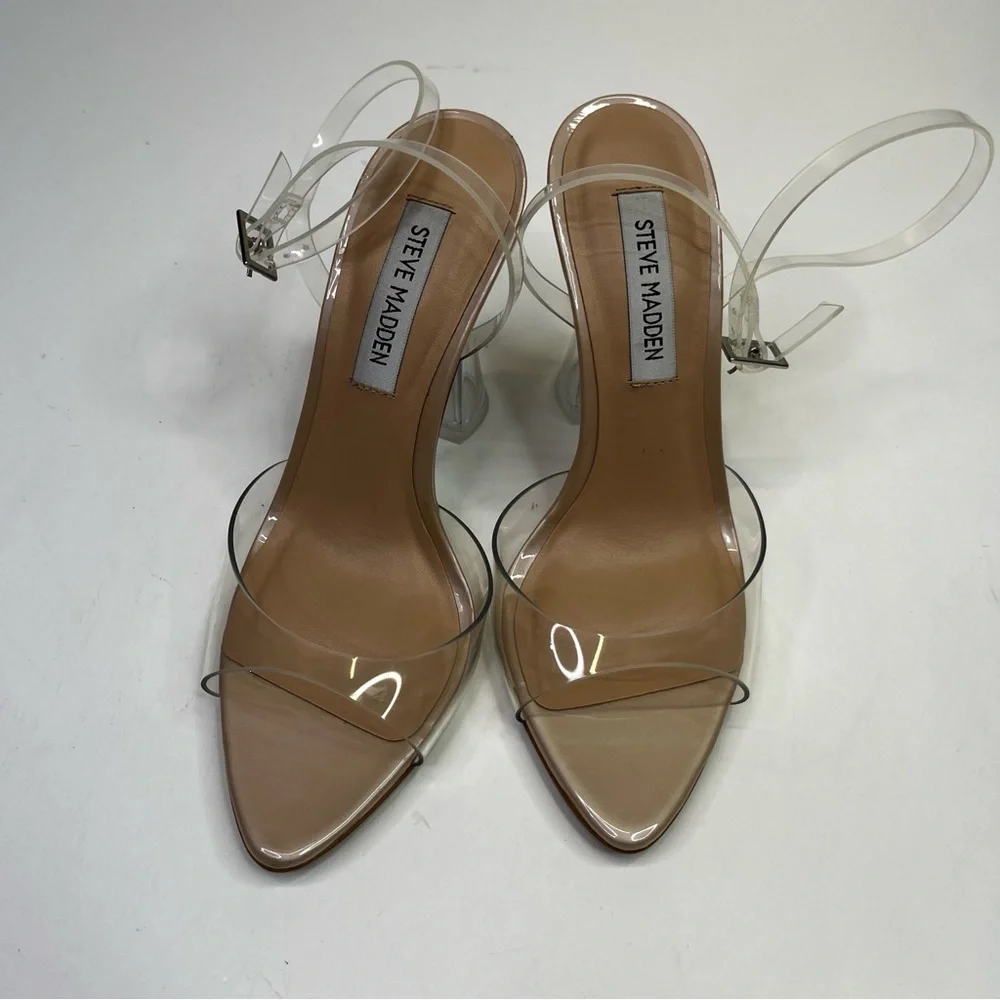 Steve Madden Beki Two-Piece Flare Heel Sandals clear blush - 6 - Picture 4 of 12